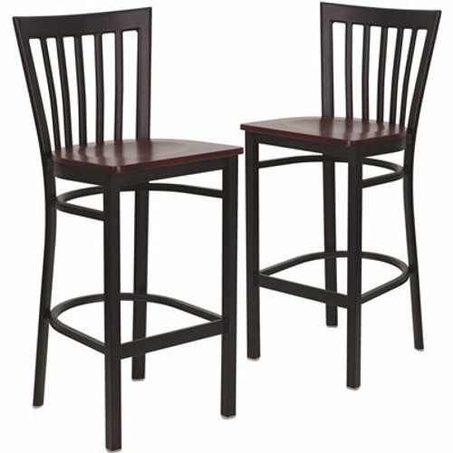 Carnegy Avenue 29 in. Mahogany Wood Seat/Black Metal Frame Bar Stool (2-pack) 311141706