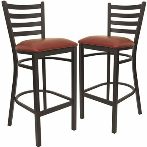 Carnegy Avenue 30 in. Burgundy Vinyl Seat/Black Metal Frame Bar Stool (2-pack)