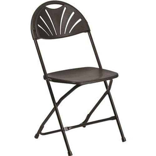 Carnegy Avenue Black Plastic Seat with Metal Frame Folding Chair (Set of 2) 311163247