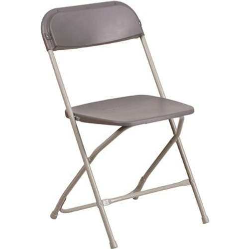 Carnegy Avenue Grey Plastic Seat with Metal Frame Folding Chair (Set of 2)