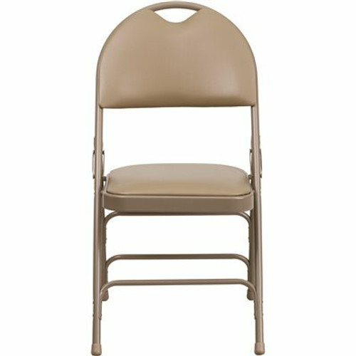 Flash Furniture Beige Vinyl/Beige Frame Metal Folding Chair (2-Pack) Flash Furniture Beige Vinyl/Beige Frame Metal Folding Chair (2-Pack)