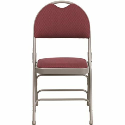 Flash Furniture Burgundy Fabric/Gray Frame Metal Folding Chair (2-Pack) 311175182