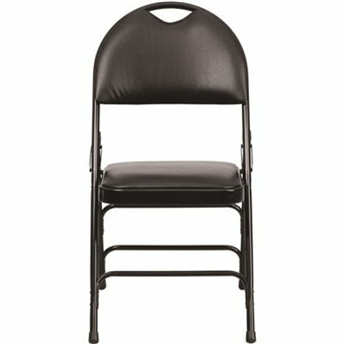 Flash Furniture Black Vinyl/Black Frame Metal Folding Chair (2-Pack)