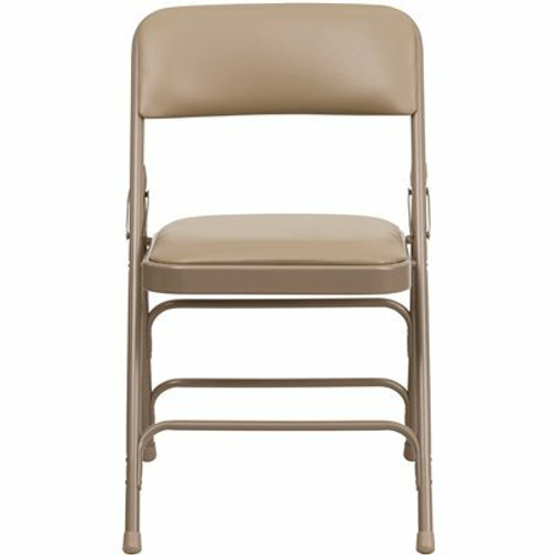 Flash Furniture Beige Vinyl/Beige Frame Metal Folding Chair (4-Pack) 311175223 Flash Furniture Beige Vinyl/Beige Frame Metal Folding Chair (4-Pack) 311175223