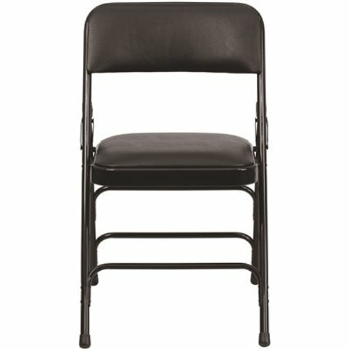 Flash Furniture Black Vinyl/Black Frame Metal Folding Chair (4-Pack) 311175225