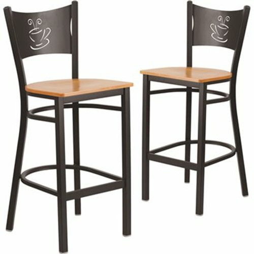 Carnegy Avenue 29 in. Natural Wood Seat/Black Metal Frame Bar Stool (Set of 2) 311213842