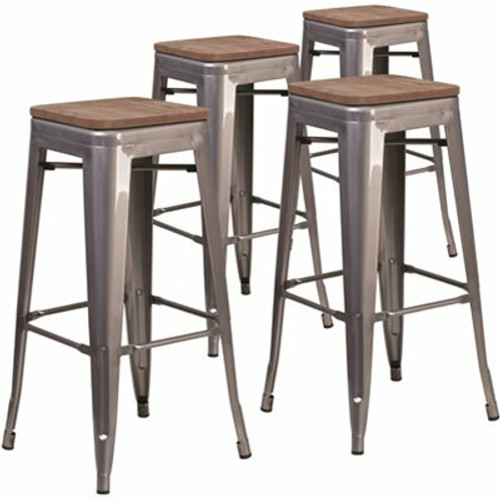 Carnegy Avenue 30.25 in. Clear Coated Bar Stool (Set of 4) 311213848 Carnegy Avenue 30.25 in. Clear Coated Bar Stool (Set of 4) 311213848