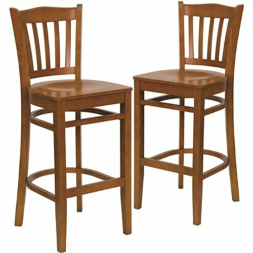 Carnegy Avenue 29.5 in. Cherry Wood Seat/Cherry Wood Frame Bar Stool (Set of 2)