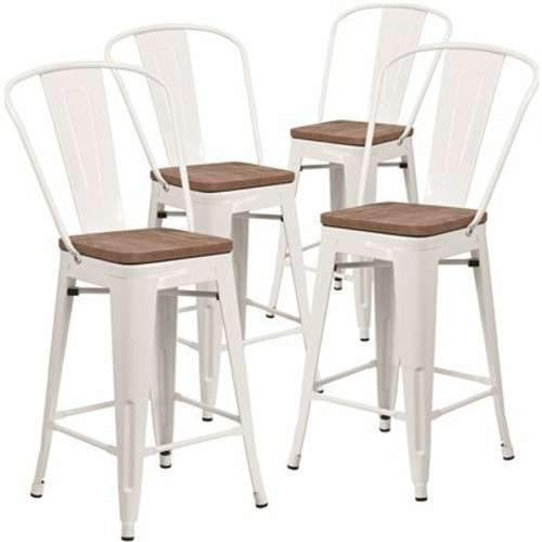 Carnegy Avenue 39.25 in. White Bar Stool (Set of 4) Carnegy Avenue 39.25 in. White Bar Stool (Set of 4)