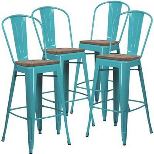 Carnegy Avenue 46 in. Crystal Teal-Blue Bar Stool (Set of 4) Carnegy Avenue 46 in. Crystal Teal-Blue Bar Stool (Set of 4)