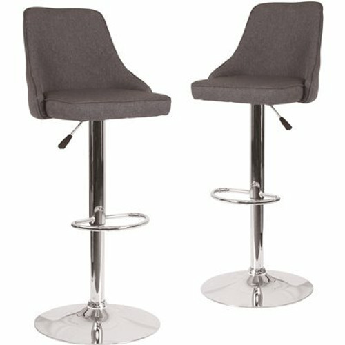 Carnegy Avenue 32.5 in Dark Gray Fabric Bar Stool (Set of 2)