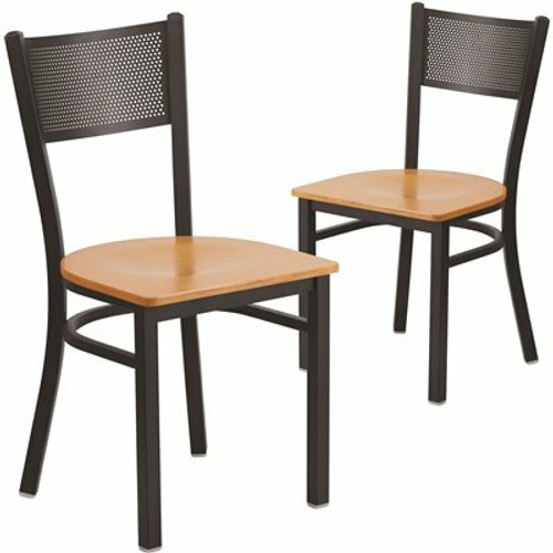 Carnegy Avenue Natural Wood Seat/Black Metal Frame Restaurant Chairs (Set of 2) 311256941