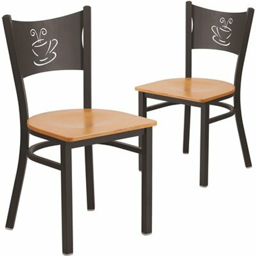 Carnegy Avenue Natural Wood Seat/Black Metal Frame Restaurant Chairs (Set of 2) 311256962