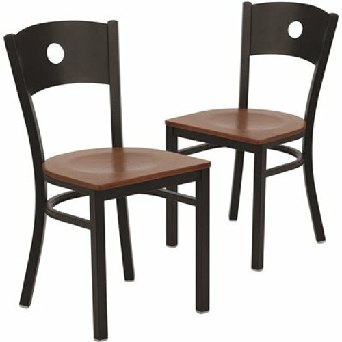 Carnegy Avenue Cherry Wood Seat/Black Metal Frame Restaurant Chairs (Set of 2) 311256970