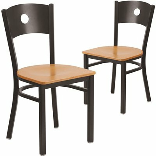 Carnegy Avenue Natural Wood Seat/Black Metal Frame Restaurant Chairs (Set of 2) 311256974