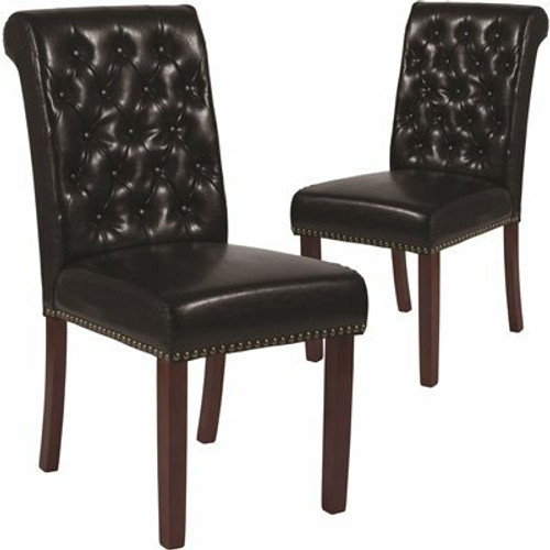 Carnegy Avenue Black Leather Dining Chairs (Set of 2) 311257050