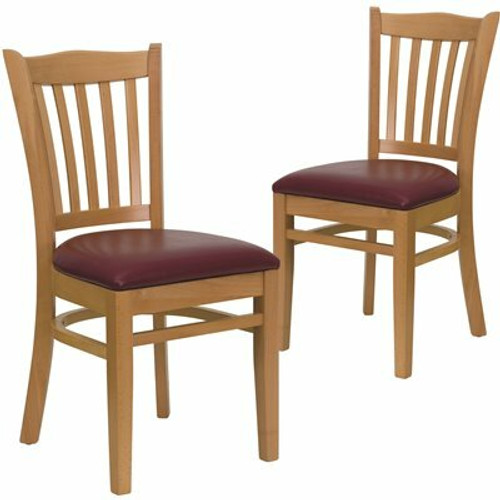 Carnegy Avenue Burgundy Vinyl Seat/Natural Wood Frame Restaurant Chairs (Set of 2) 311257074