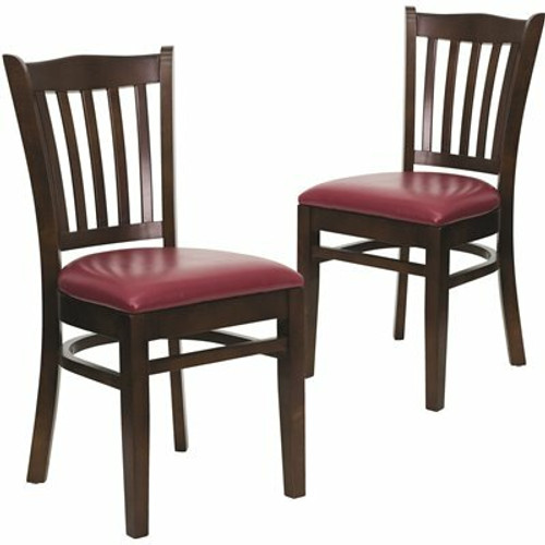 Carnegy Avenue Burgundy Vinyl Seat/Walnut Wood Frame Restaurant Chairs (Set of 2) 311257083
