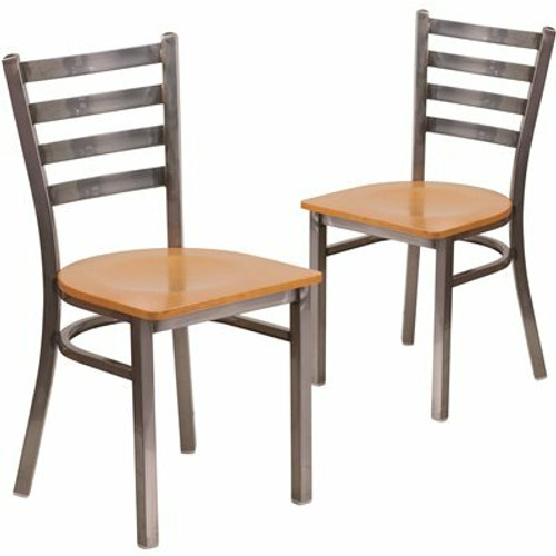 Carnegy Avenue Natural Wood Seat/Clear Coated Metal Frame Restaurant Chairs (Set of 2) 311257089