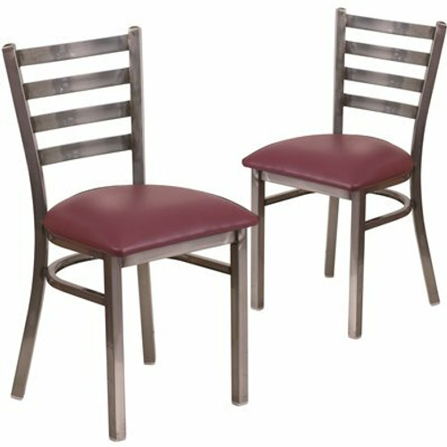 Carnegy Avenue Burgundy Vinyl Seat/Clear Coated Metal Frame Restaurant Chairs (Set of 2) 311257096