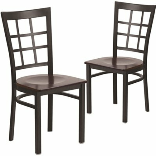 Carnegy Avenue Walnut Wood Seat/Black Metal Frame Restaurant Chairs (Set of 2) 311257100