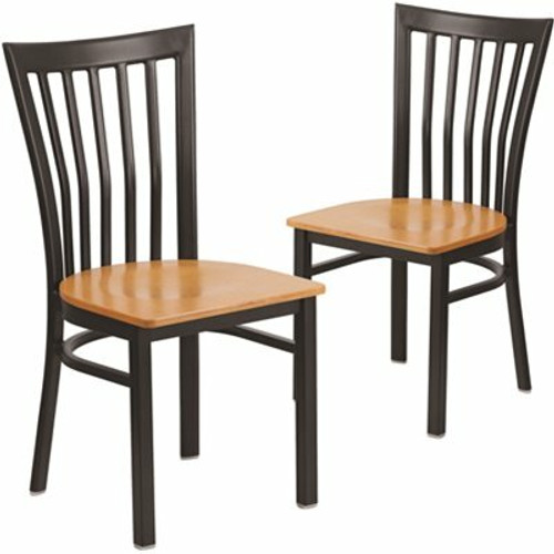 Carnegy Avenue Natural Wood Seat/Black Metal Frame Restaurant Chairs (Set of 2) 311257104