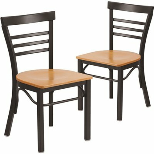 Carnegy Avenue Natural Wood Seat/Black Metal Frame Restaurant Chairs (Set of 2) 311257113