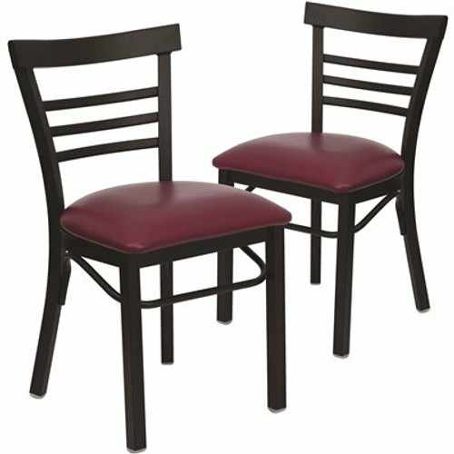 Carnegy Avenue Burgundy Vinyl Seat/Black Metal Frame Restaurant Chairs (Set of 2) 311257114