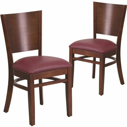Carnegy Avenue Burgundy Vinyl Seat/Walnut Wood Frame Restaurant Chairs (Set of 2) 311257123