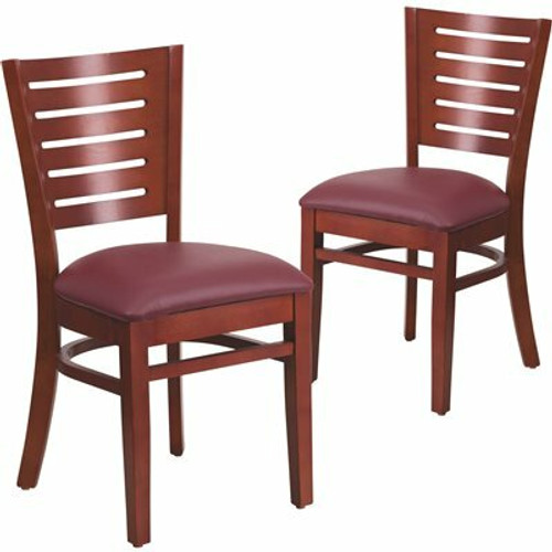 Carnegy Avenue Burgundy Vinyl Seat/Mahogany Wood Frame Restaurant Chairs (Set of 2) 311257129