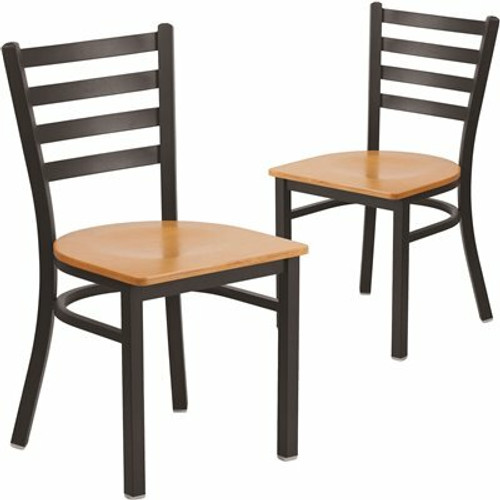 Carnegy Avenue Natural Wood Seat/Black Metal Frame Restaurant Chairs (Set of 2) 311257134