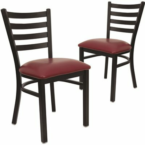 Carnegy Avenue Burgundy Vinyl Seat/Black Metal Frame Restaurant Chairs (Set of 2) 311257136