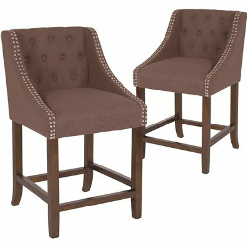 Carnegy Avenue 24 in. Brown Fabric Bar stool (Set of 2)