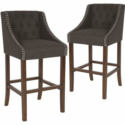 Carnegy Avenue 30 in. Charcoal Fabric Bar stool (Set of 2) 311258037