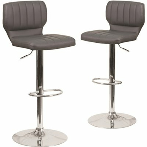 Carnegy Avenue 33.5 in. Gray Vinyl Bar stool (Set of 2)