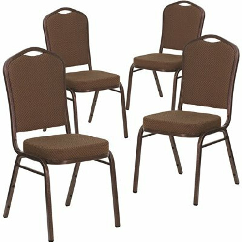 Carnegy Avenue Brown Patterned Fabric/Copper Vein Frame Banquet Stack Chair (Set of 4) 311265184