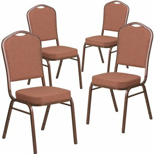 Carnegy Avenue Brown Fabric/Copper Vein Frame Banquet Stack Chair (Set of 4)