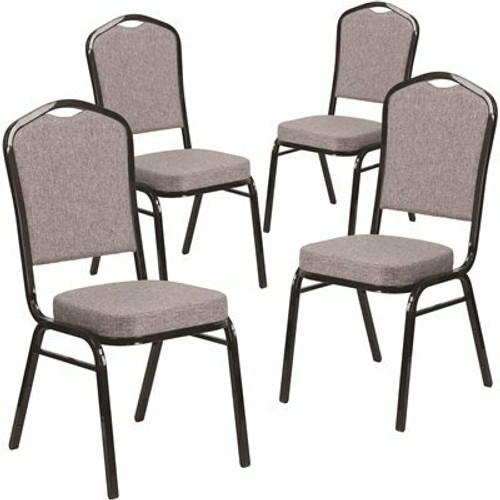 Carnegy Avenue Gray Fabric/Black Frame Banquet Stack Chair (Set of 4)