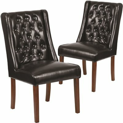 Carnegy Avenue Black Leather Parsons Chair (Set of 2) 311265281