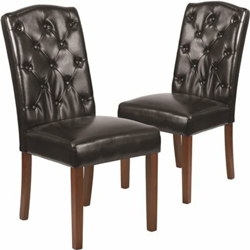 Carnegy Avenue Black Leather Parsons Chair (Set of 2) 311265303