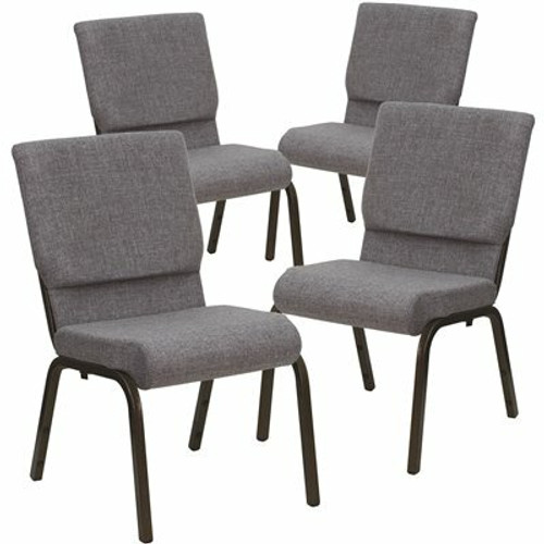Carnegy Avenue 18.5 in. Gray Fabric/Gold Vein Frame Church Chair (Set of 4) 311265338