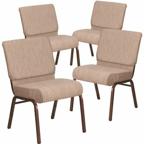 Carnegy Avenue 21 in. Beige Fabric/Copper Vein Frame Church Chair (Set of 4) 311265361