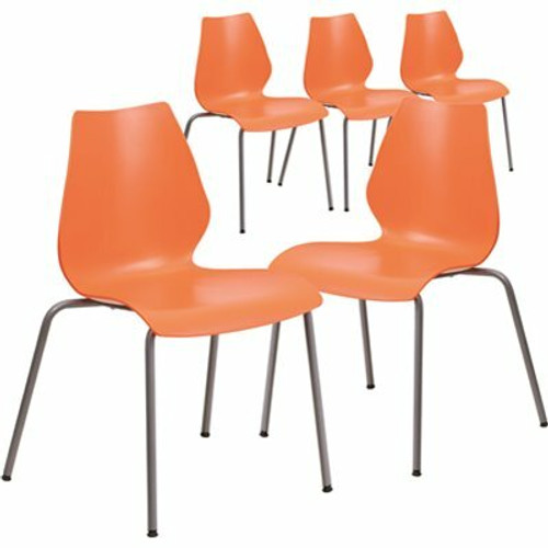 Carnegy Avenue Orange Plastic Stack Chairs (Set of 5) 311268339