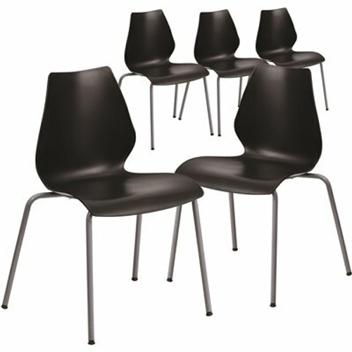 Carnegy Avenue Black Plastic Stack Chairs (Set of 5) 311268340