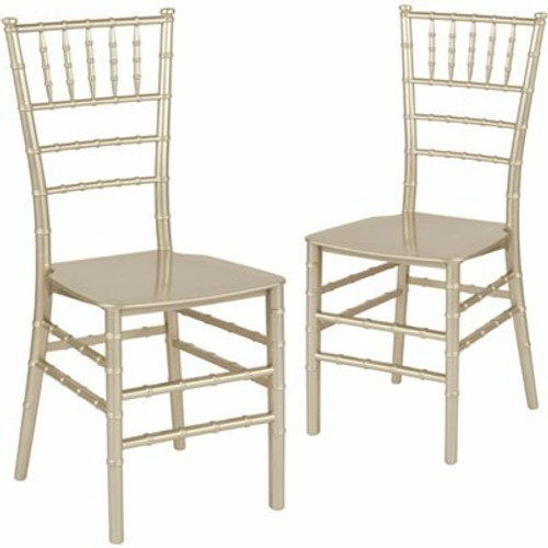 Carnegy Avenue Champagne Flat Seat Resin Chiavari Chairs (Set of 2)