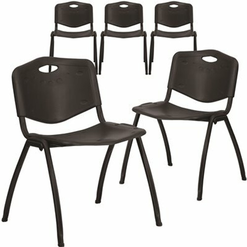 Carnegy Avenue Black Plastic Stack Chairs (Set of 5) 311268369