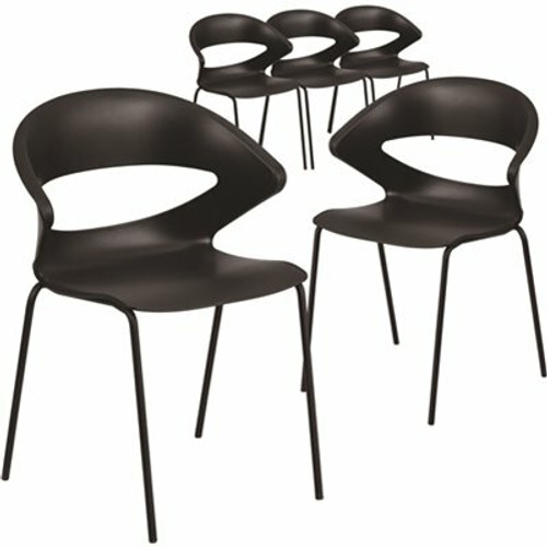 Carnegy Avenue Black Plastic Stack Chairs (Set of 5) 311268385