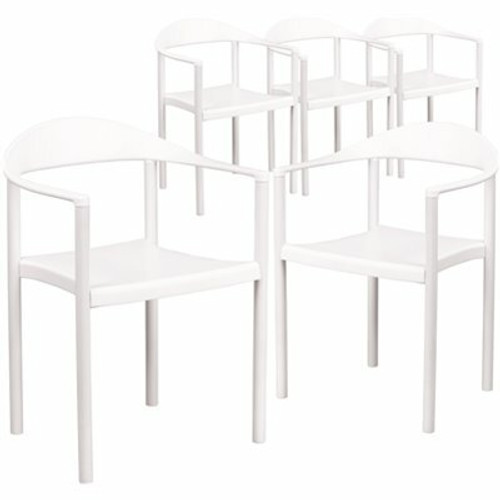 Carnegy Avenue White Plastic Stack Chairs (Set of 5) 311268395