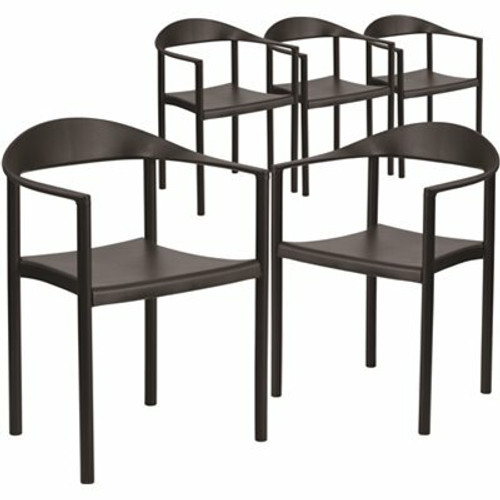 Carnegy Avenue Black Plastic Stack Chairs (Set of 5) 311268396