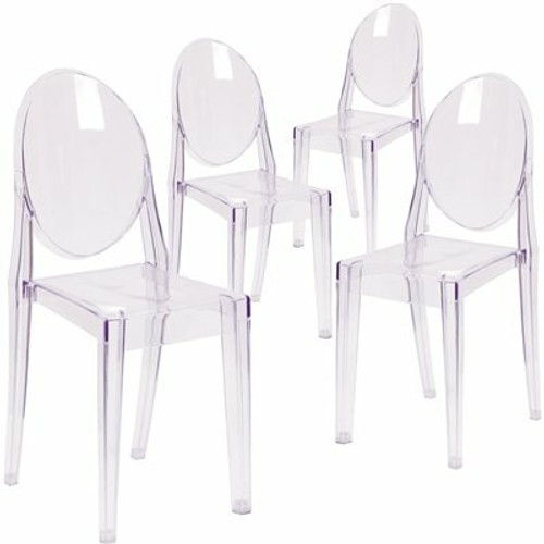 Carnegy Avenue Murray Clear Plastic Ghost Side Chair in Transparent Crystal Seat of 4